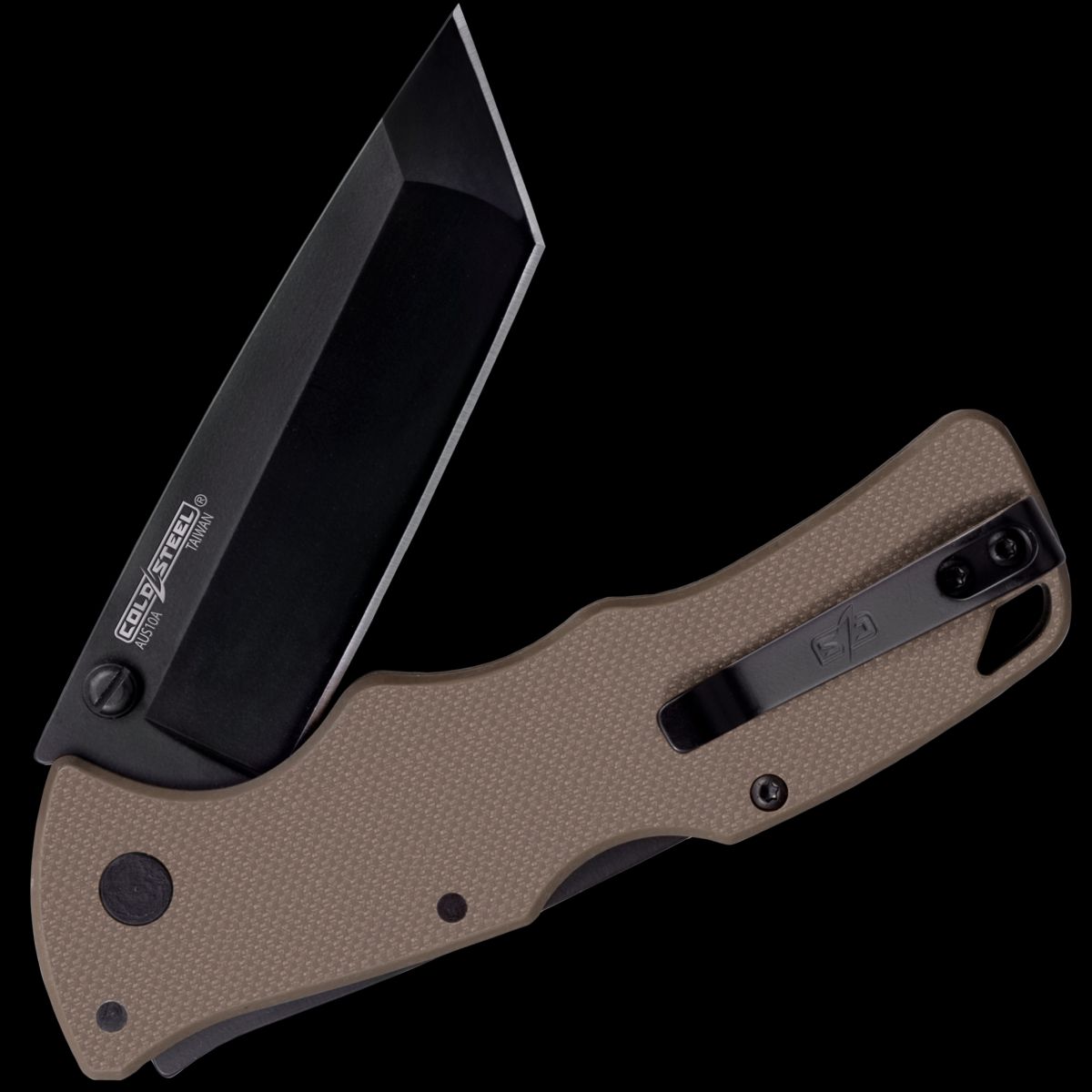 Cold Steel Verdict AUS10A Tanto Point Black DLC Finish FDE G-10 Handle - Image 3
