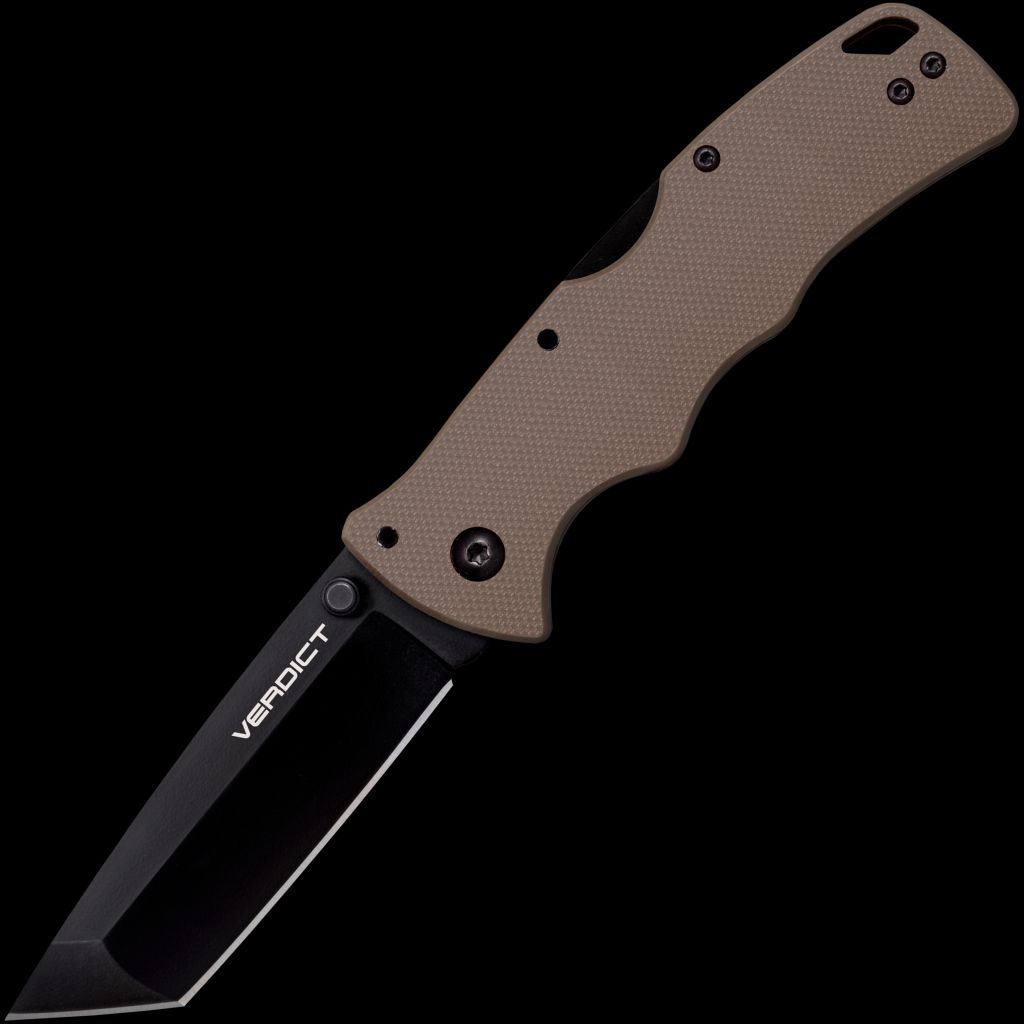 Cold Steel Verdict AUS10A Tanto Point Black DLC Finish FDE G-10 Handle