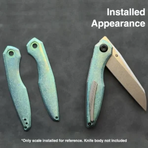 Alternative view of Kansept Green Anodized Crystalized Titanium Scale